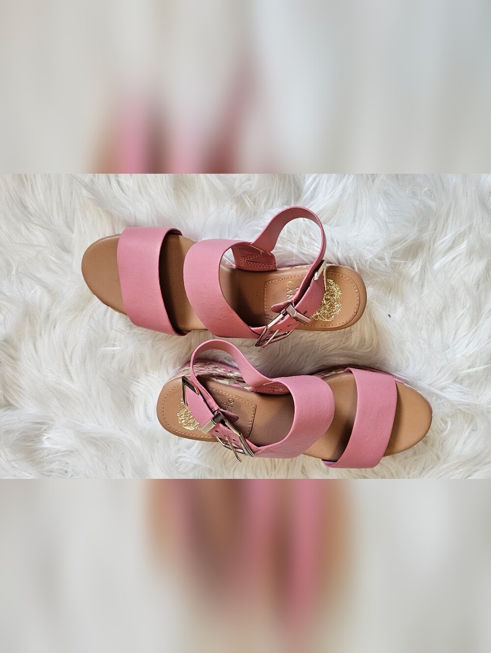 Vince Camuto Pink Buckle Strap Sandals